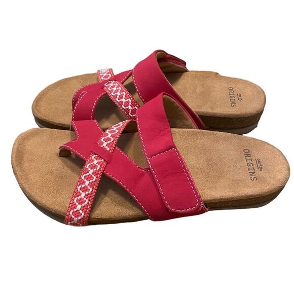 Earth Origins Raspberry Pink Nubuck Toe Post Slide On Ossi Sandals - Picture 4 of 6